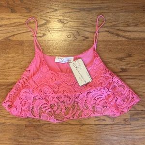 NWT BANDEAU LACE CROP TOP